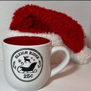 Sleigh Rides .25 cents Mug/Cup XLarge Black And White Red Interior Christmas 🎄